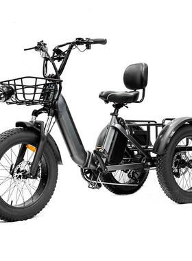 电动三轮自车外贸长续航胎助力三轮车2行0寸胖驻差数电机车SAQ防