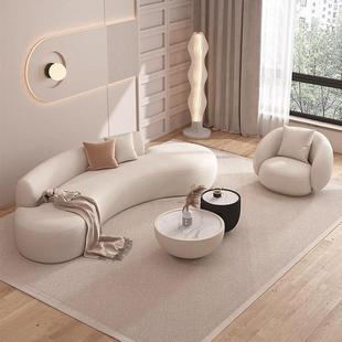 客厅酒弧形沙发店大堂接待区桌椅客现代简约设计公室会沙zk-优月