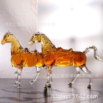 厂家支货出售2斤34366高硼硅玻璃装泡酒瓶源生肖马玻璃瓶持