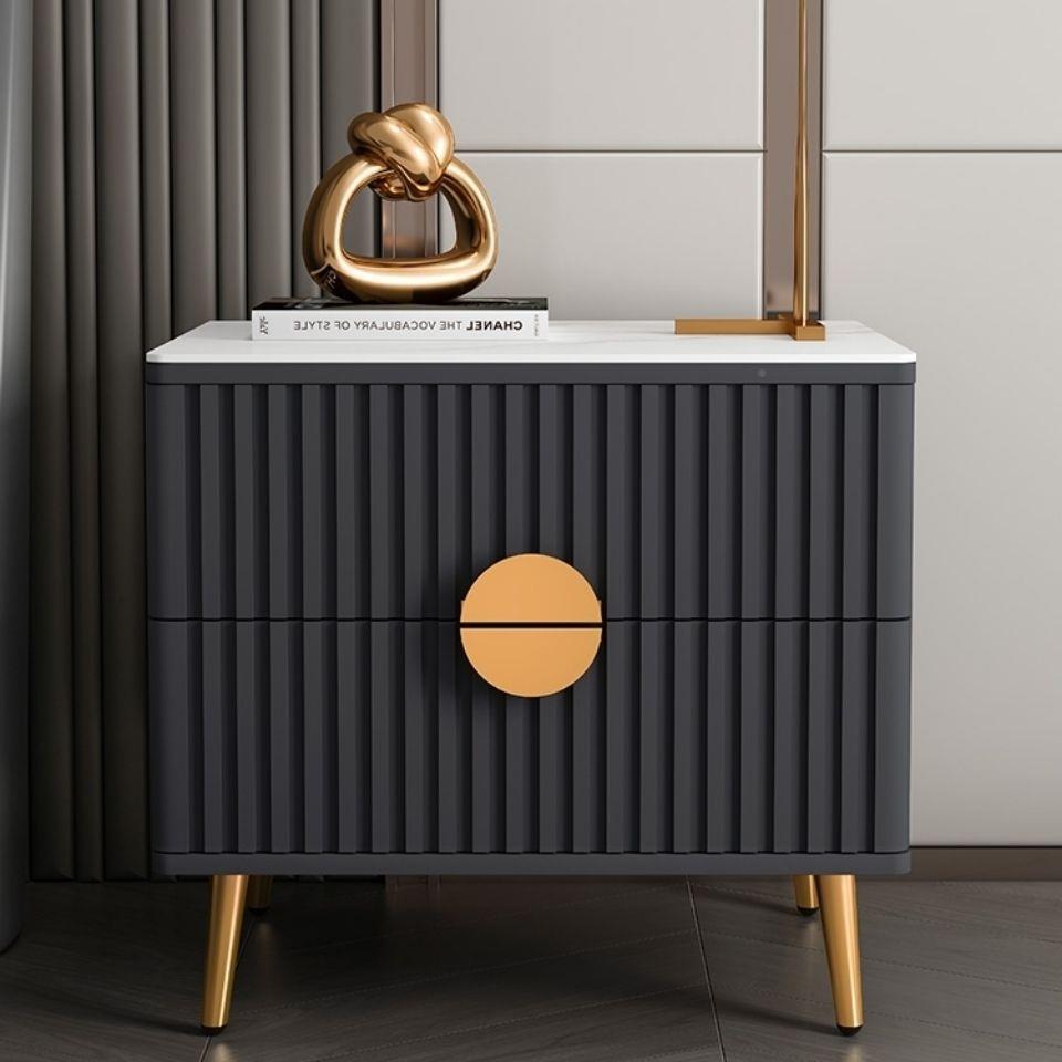 代简约轻奢岩板床头5柜现卧简易AWX储物柜极简床边室柜床头柜202