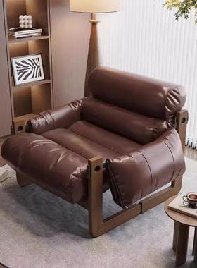 古风泽西躺岛椅休闲椅阳台人懒人沙发604椅中客单厅可躺可睡实木