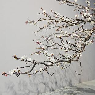 仿真悬挂白色梅墙花树倒装挂壁挂面饰树仿真植物仿真梅花假造景中