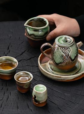 古柴烧釉茶壶变复古球孔窑过滤手执正把壶家用仿单80906陶瓷小壶