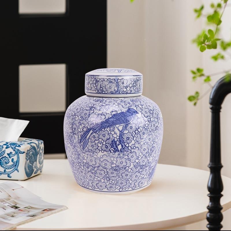 德镇EIQ创意现在青家花瓷收纳储罐子居玄关陶瓷插花物装景饰花瓶