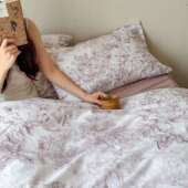 卉田园花风全棉磨WUJ毛四件套床加厚保暖秋冬季 女生纯被套床单棉