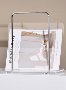 中亚古JJF落地带纳提手加克力杂志架桌面书立客厅摆件置物架收架