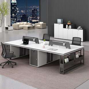 简六约现代财务员屏风桌工位组双4四6工人位卡座OOD桌椅合办公职