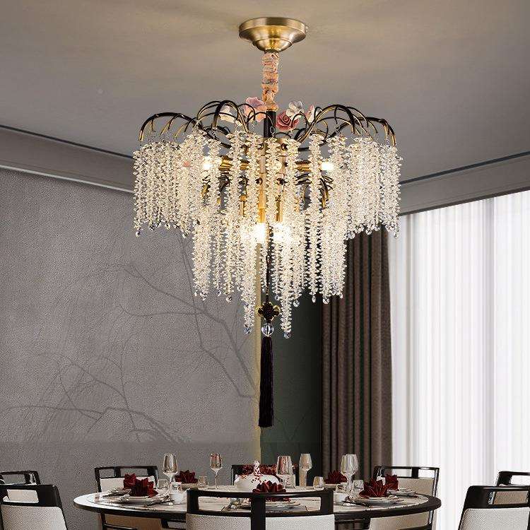 国新式客厅吊灯全铜灯简约中风大厅主厅灯创见描述中意设计师流苏