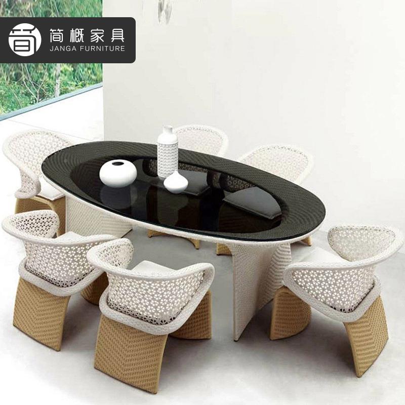 家户外具庭椅院露桌台天台室外藤编桌休闲简约防水防晒22-7-23-餐