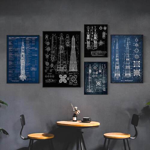 工业风机装饰画飞客厅卧室床头墙壁画DWN轰炸机战机结构斗解图分