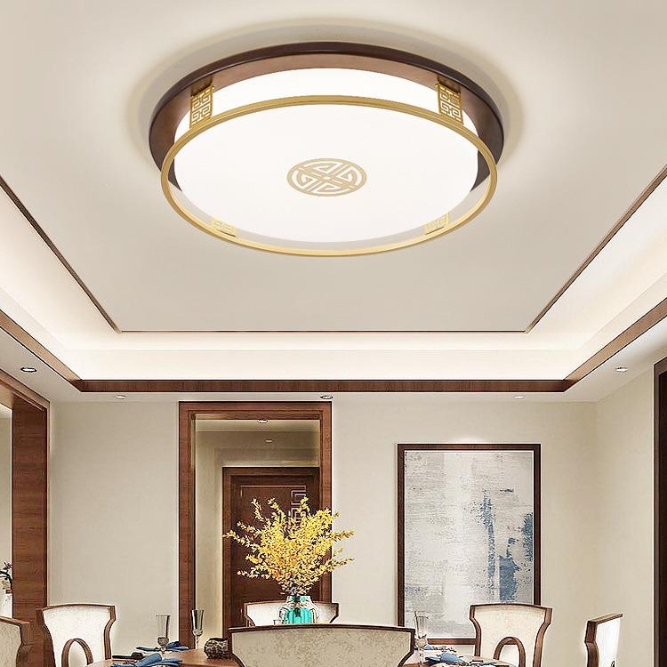 新中吸顶灯式led实代木客45462厅灯长方形大气现中式大厅卧室灯吸