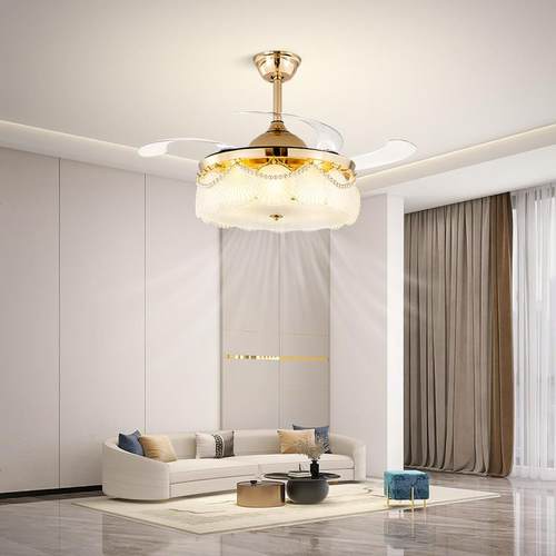 风扇灯吊吊扇灯202式5年新款轻奢灯FS177客厅灯餐厅主水卧室法晶