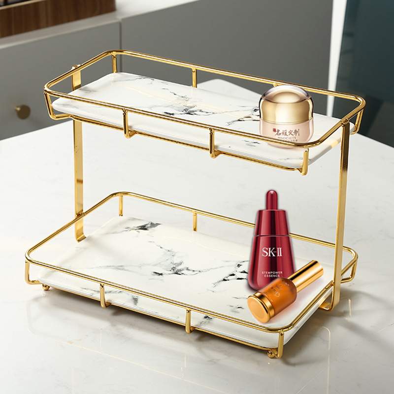 卫生间浴室厕所轻奢桌面梳化妆用品洗手脸洗漱台面置物架收纳架盒