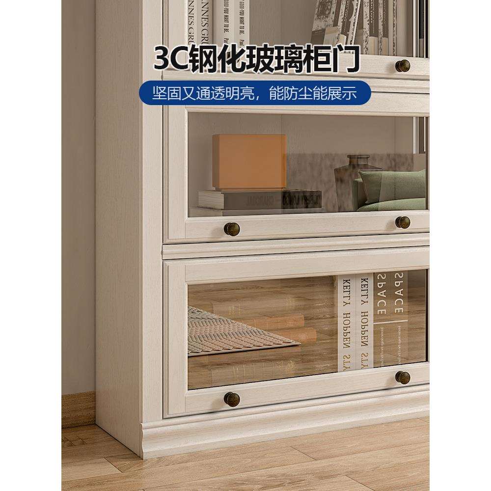 书柜带门玻儿门实落璃地SHUMU345书架家用童置物柜客厅防尘展示柜