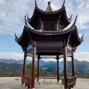 双层亭古建角亭仿古小青瓦01凉六亭园院林景观庭别墅亭子