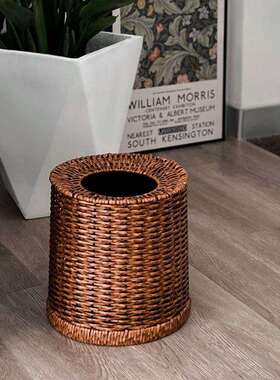 复卧古纸篓双民宿客厅垃AL100165家用卫生间无盖室新层中式藤编圾