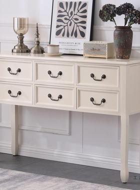 美式实木玄过关柜简约桌客入户门厅道装饰柜复F5M7MMTJ古边厅柜靠