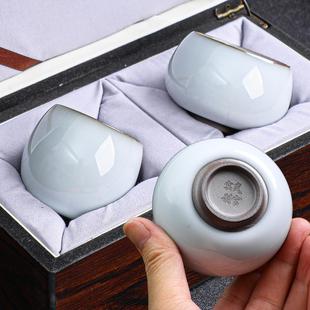 岚宫窑天青官窑主人杯情侣一对陶瓷对杯功夫茶杯茶具品茗杯礼盒装