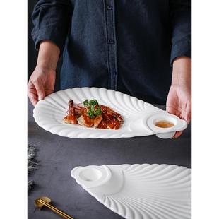 吃虾饺子盘子带醋碟虾盘高档酒店意境菜摆盘餐具北京烤鸭专用鸭盘
