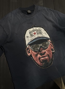 Remake 罗德曼 人头 藏蓝色短袖