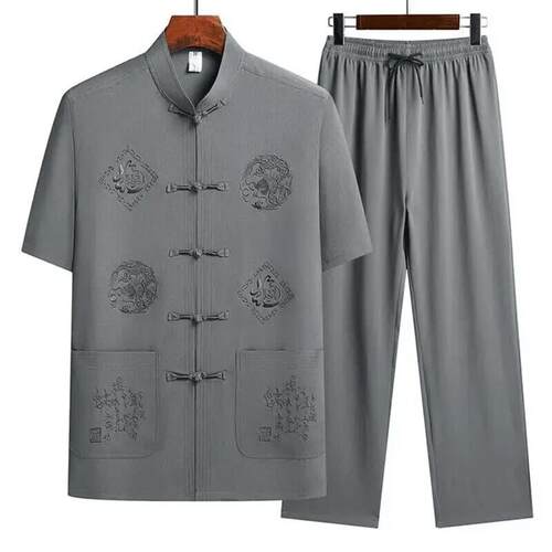夏以服装商行2爸爸夏季唐装套装新中式爸爸装爷爷装父亲节礼物