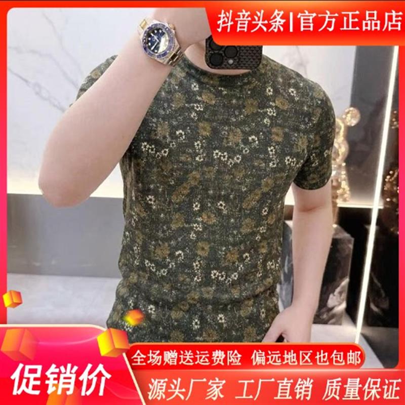 仕咖服装Amphelisia夏新款欧货男士轻奢短袖T恤时尚休闲上衣体恤