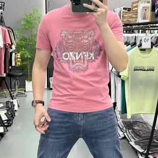Cloubd轻奢2号店烫夏季 上衣t 钻通用短袖 烫钻萌虎A男T恤高品质个性