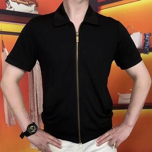 s百搭f休闲纯色半 壹号轻奢男装 欧货专柜q夏季 男士 高品质翻领短袖