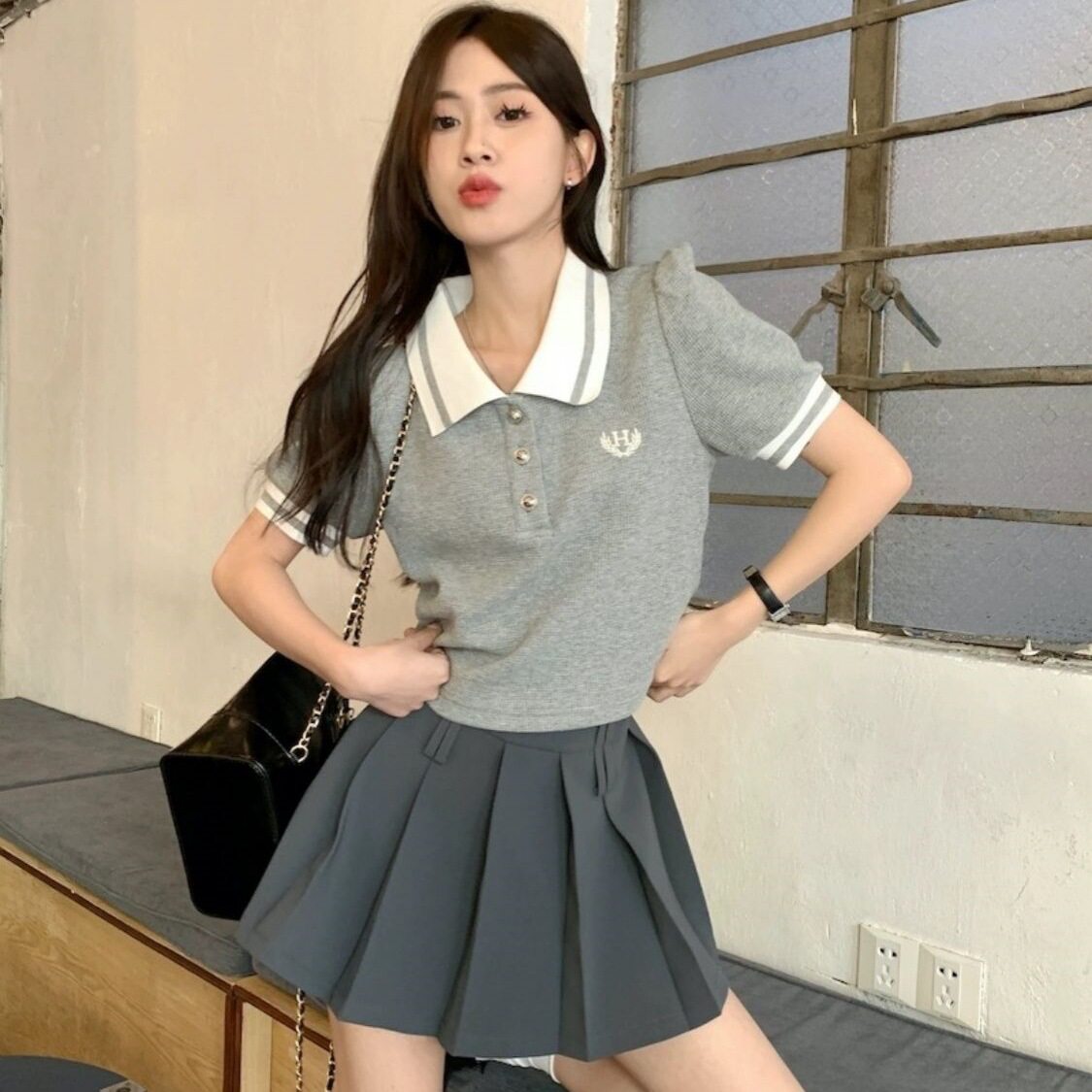甜酷polo衫女短袖t恤衫多