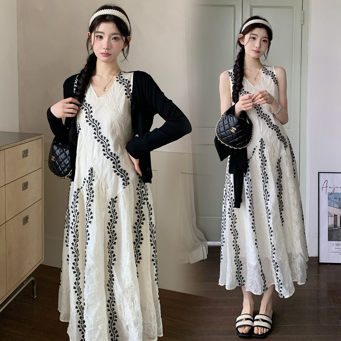 气质感女神范白色无袖印