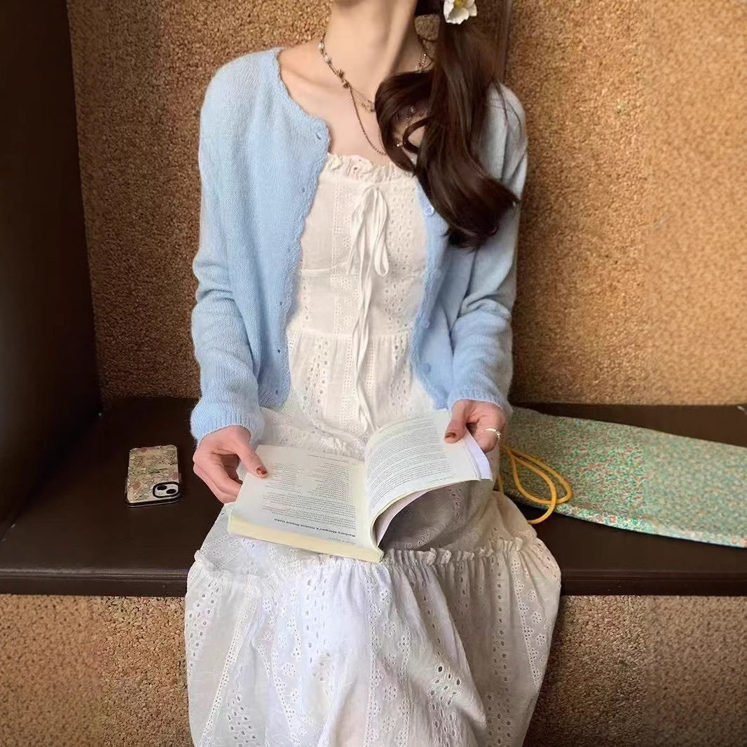 2025新款春装糖果色韩系甜蜜多巴胺马海毛针织开衫薄款女装上衣
