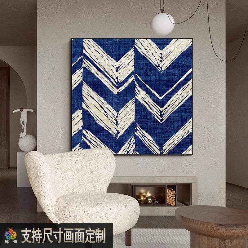 宅寂侘寂风卧室装饰画诧寂风正方形挂画客厅沙发背景墙壁画定制图片