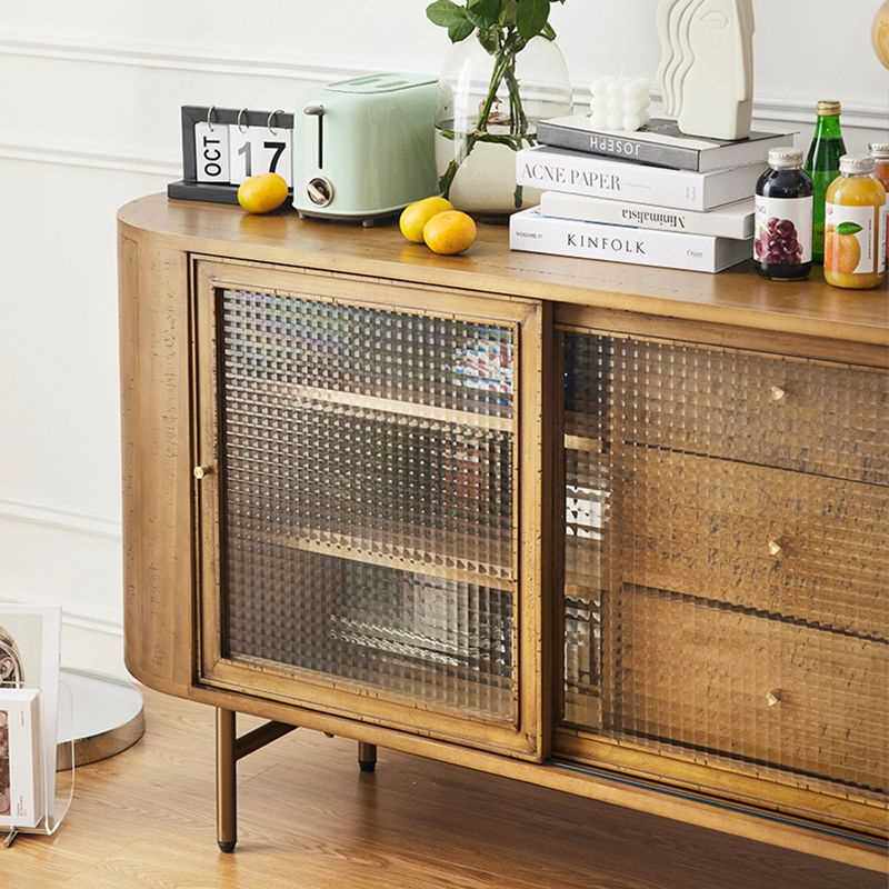 法式复古实木餐边柜中古风边柜储物柜白杨木装饰柜一体轻奢玄关柜