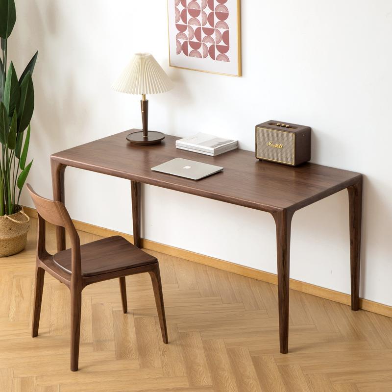 北欧现代简约全实木餐桌椅组合黑胡桃木榫卯书桌白蜡木方形茶桌