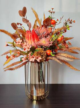 M271橘色暖色系样板间仿真花束手札假花欧式派对商务洽谈