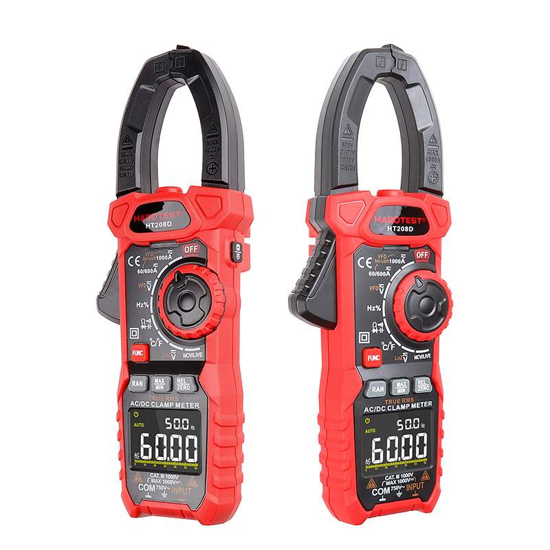 华博HT208A&HT208D 1000A大电流钳形万用表6000温度测量电表