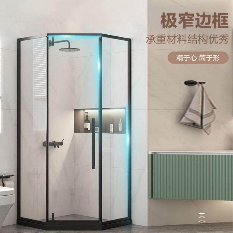 钻石型浴室新款隔断玻璃门干湿分离家用淋浴房整体一体式洗澡间