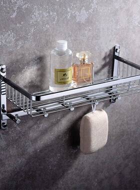 浴室挂件铜镀铬长方形单层置物架带衣钩卫生间置物架HI08013