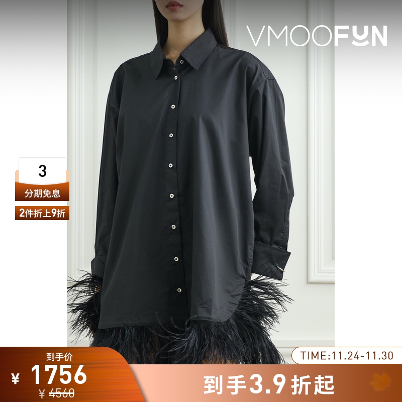 【折扣】Marques' Almeida女士羽毛边饰棉质平纹布迷你连衣裙