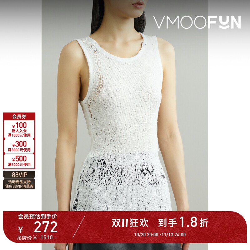 【D11折扣】1017 ALYX 9SM 女带缀饰仿旧针织坦克背心马甲