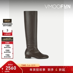 【折扣】BY FAR 秋冬女休闲深色中跟皮革及膝长靴