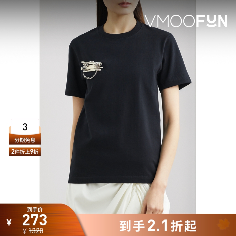 【折扣】SHIE LYU 女带缀饰棉质平纹布T恤