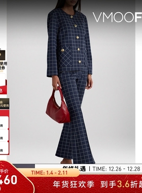 【折扣】Rosetta Getty 秋季女格纹提花针织夹克