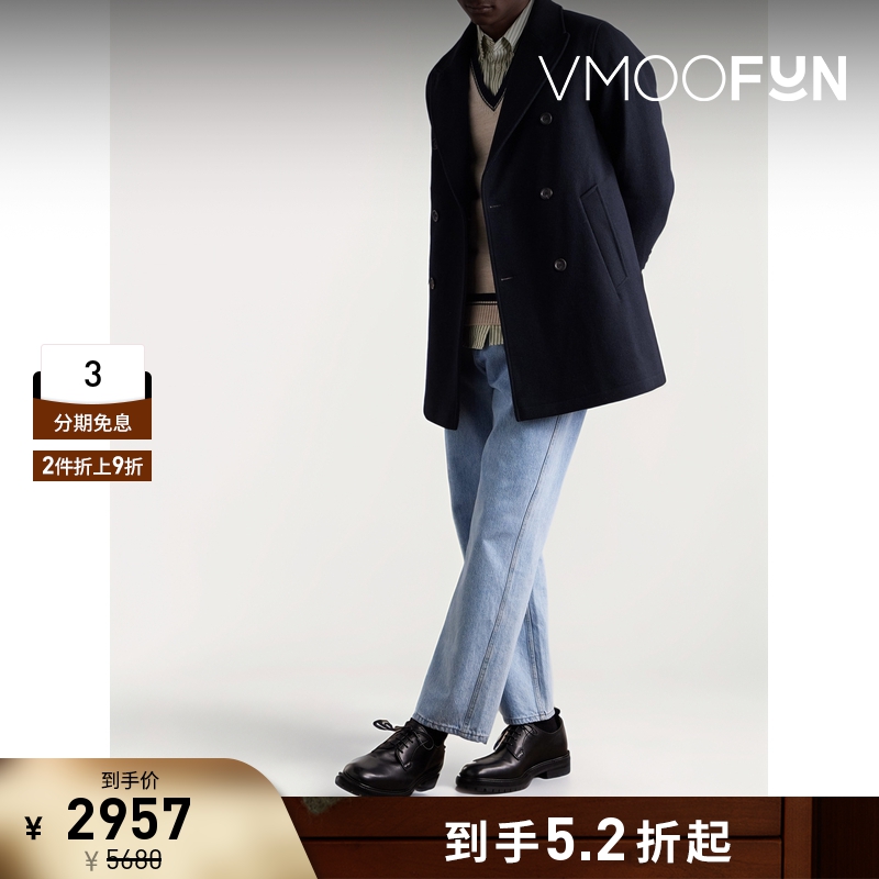 【折扣】Oliver Spencer 秋冬男双排扣绵羊毛混纺毛毡外套