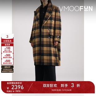 【D11抢先购】Ader Error 秋冬女双排扣格纹外套