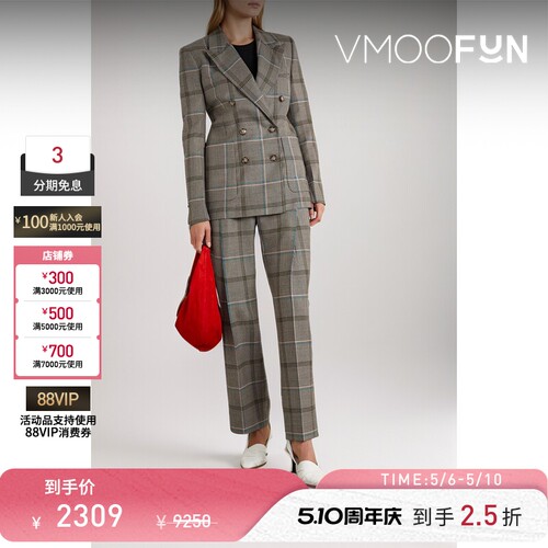 【季末折扣】Victoria Beckham 秋冬女千鸟格西装外套时尚休闲