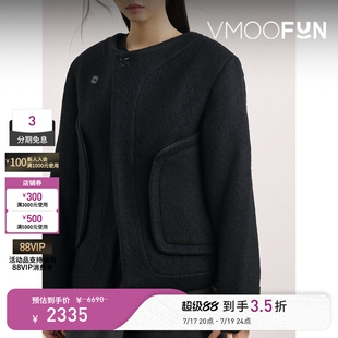 Ader Error 秋冬女皮革边饰绵羊毛混纺外套