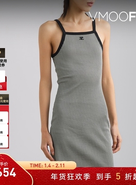 【折扣】COURRÈGES女士千鸟格棉质平纹布迷你连衣裙