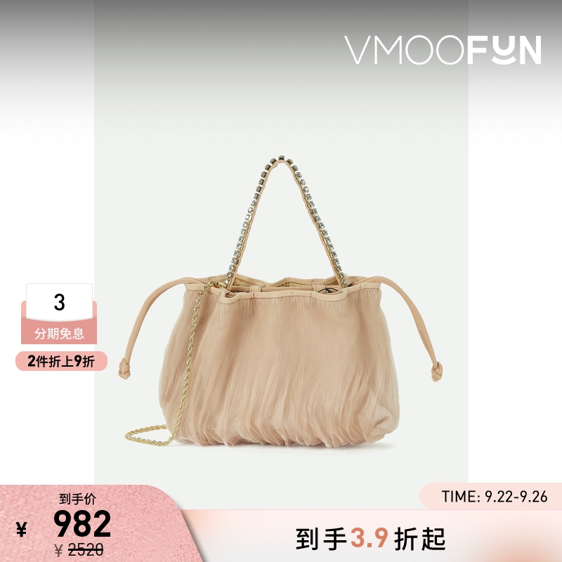 【折扣】Loeffler Randall女带缀饰欧根纱藕粉色手提包