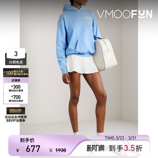 季 RICH 末折扣 女秋冬蓝色印花棉质平纹布帽衫 SPORTY